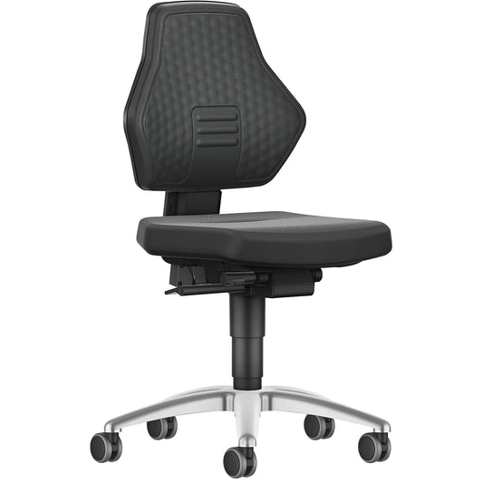 AIR FLOW industrial swivel chair, with castors, fabric cover black.