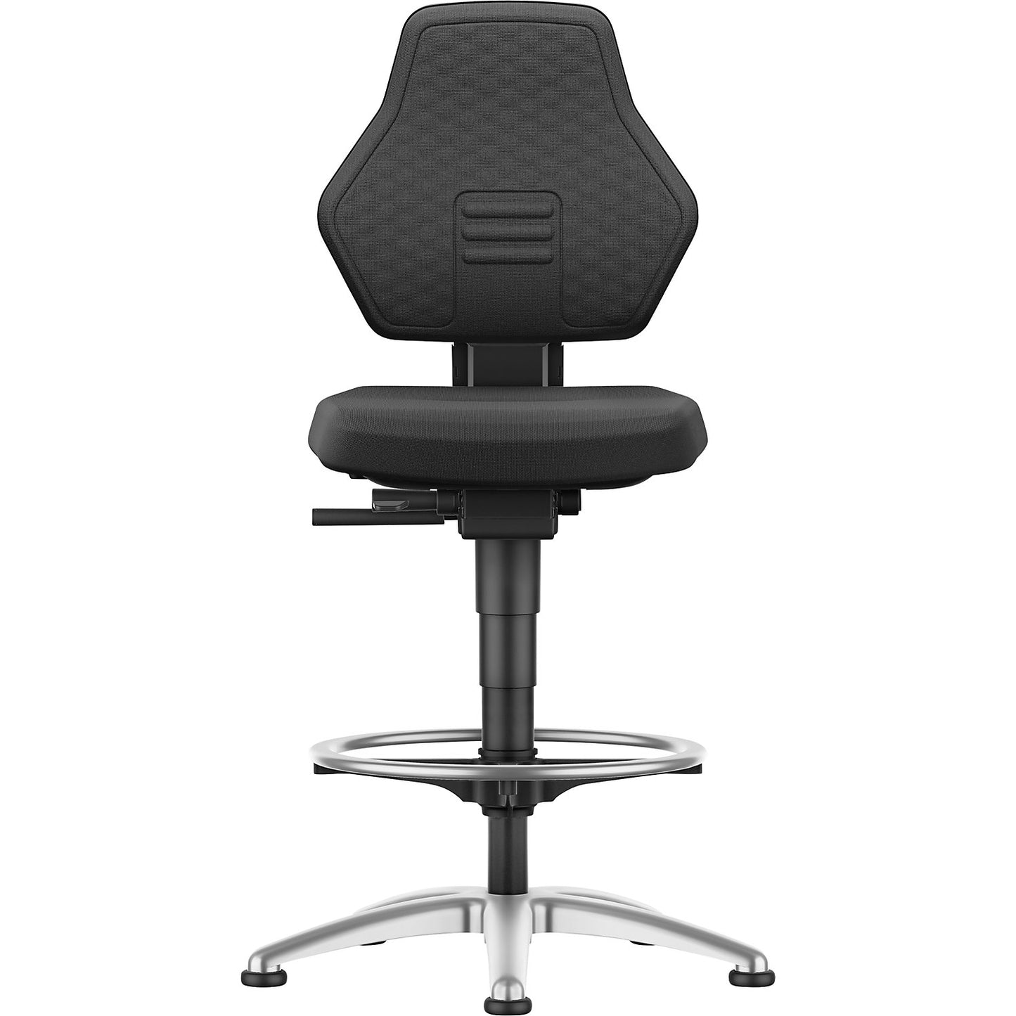 AIR FLOW industrial swivel chair, with floor glides and foot ring, fabric cover black.