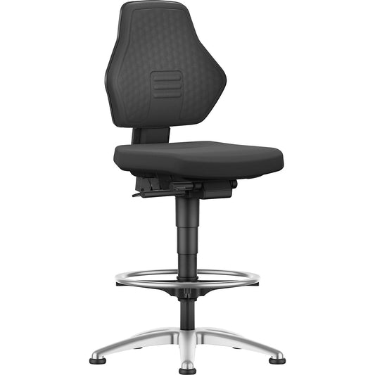 AIR FLOW industrial swivel chair, with floor glides and foot ring, fabric cover black.