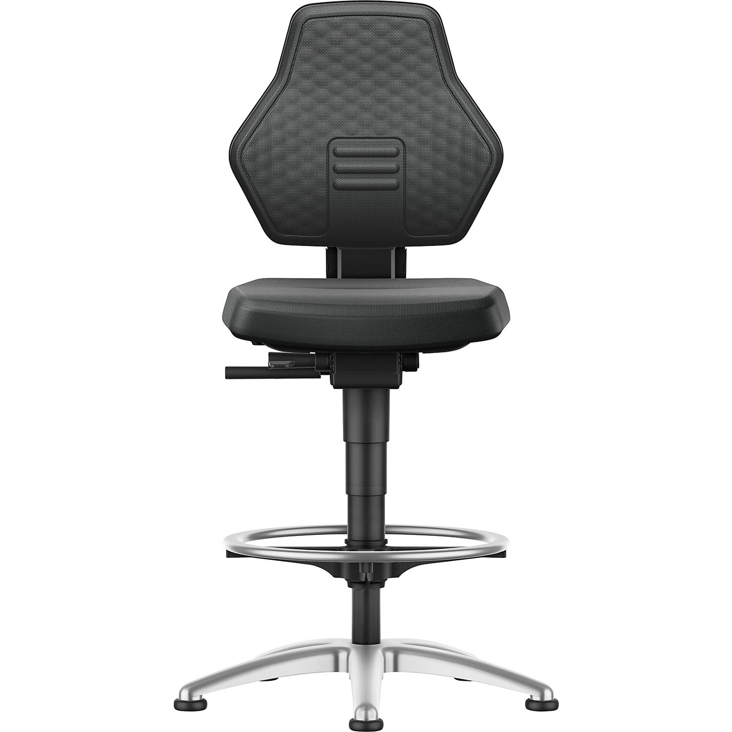 AIR FLOW industrial swivel chair, with floor glides and foot ring, Supertec cover black.