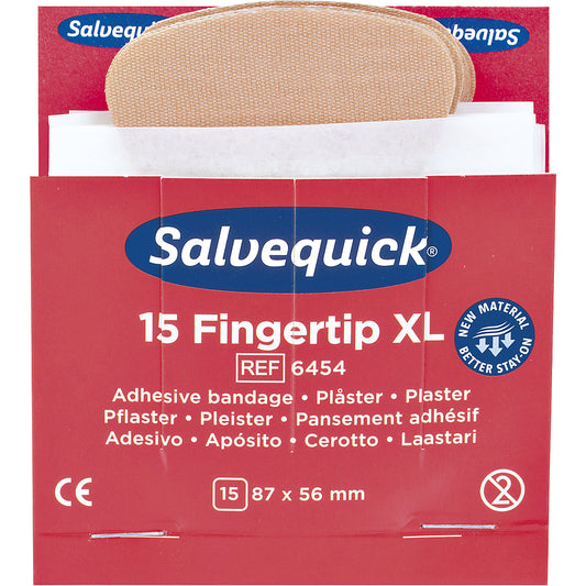 Refill for SALVEQUICK, 6 packs of fingertip plasters, 15 each, pack of 6.