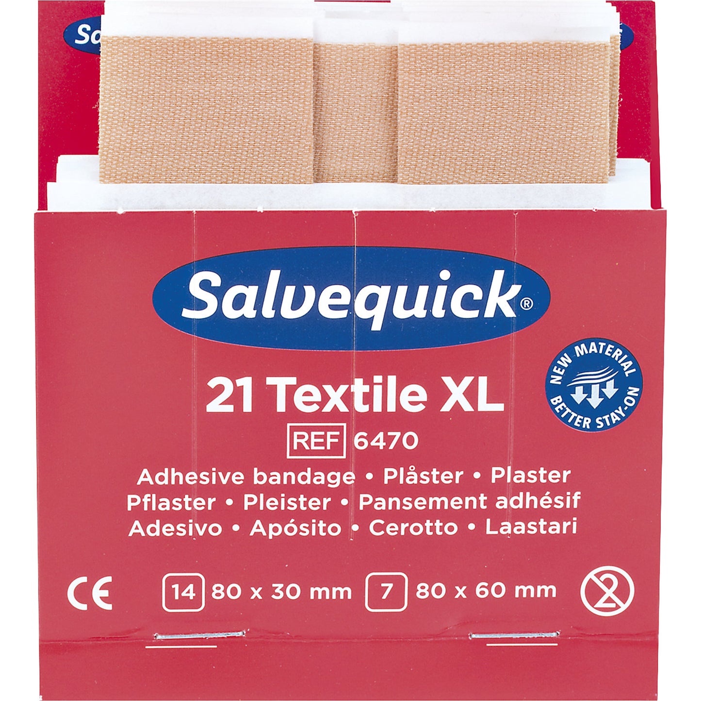 Refill for SALVEQUICK, 6 packs of elastic plaster sections, 21 each, pack of 6.