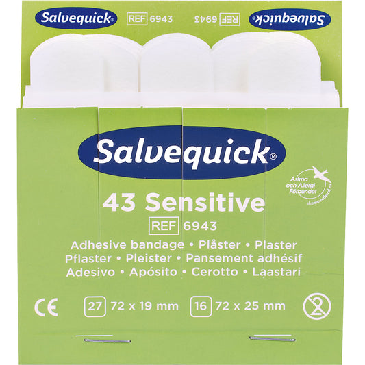 Refill for SALVEQUICK, 6 packs of plaster strips, fleece, 43 each, pack of 6.