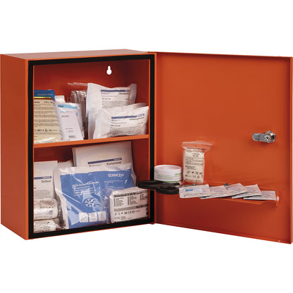 HEIDELBERG City Style first aid cabinet to DIN 13157, HxWxD 362 x 302 x 140 mm, with contents, orange.