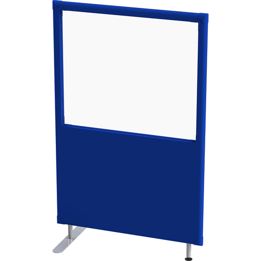 Soundproof partition, panel with window, width 1000 mm, height 1600 mm, blue.