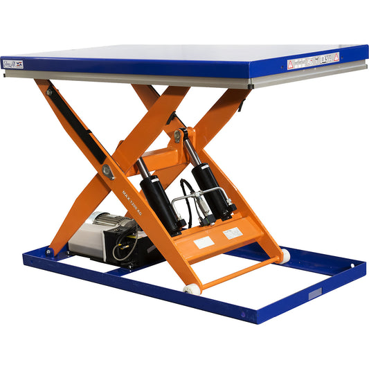 Compact lift table, static, max. load 1200 kg, platform LxW 1500 x 1200 mm, effective height 210 mm.