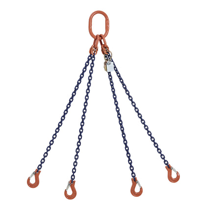 GK10 chain sling, four leg, max. load 5300 kg, chain thickness 8 mm, effective length 1.5 m.