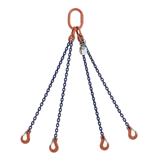 GK10 chain sling, four leg, max. load 5300 kg, chain thickness 8 mm, effective length 1.5 m.