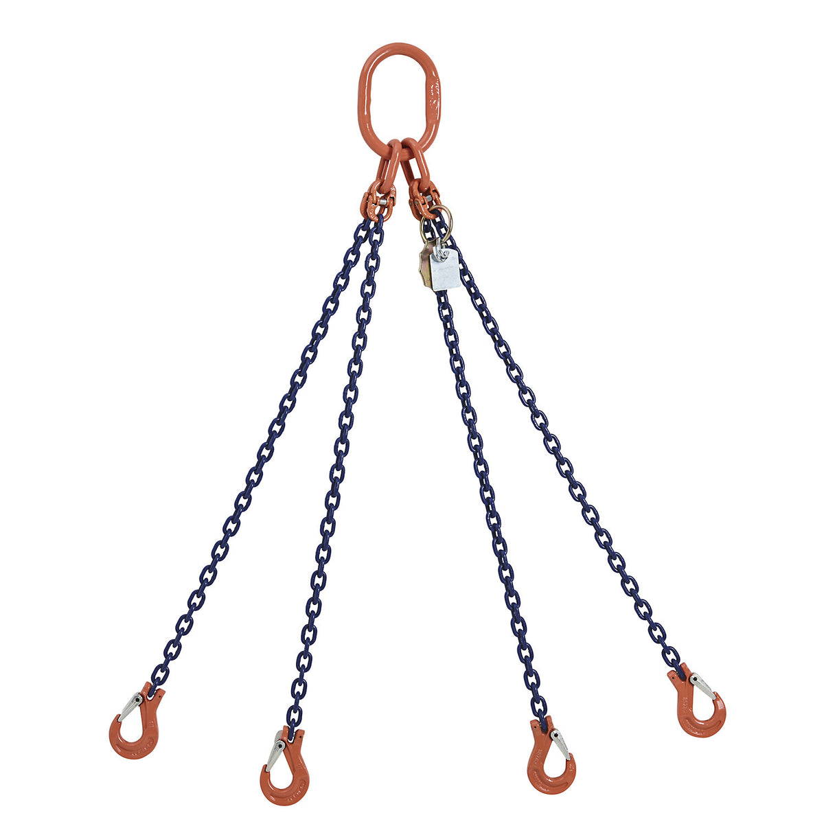 GK10 chain sling, four leg, max. load 8000 kg, chain thickness 10 mm, effective length 1.5 m.