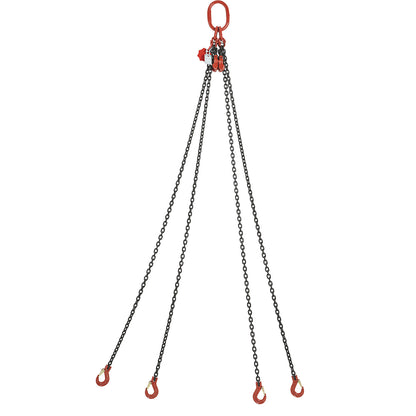 GK8 chain sling, max. load 4250 kg, chain thickness 8 mm, with shortening hook, effective length 2 m, 4-leg.