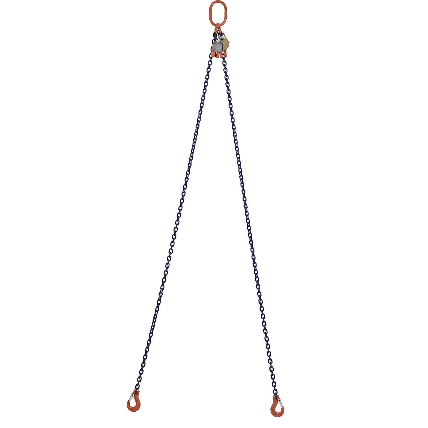 GK10 chain sling, double leg, max. load 2000 kg, chain thickness 6 mm, with shortening hook, effective length 2 m.