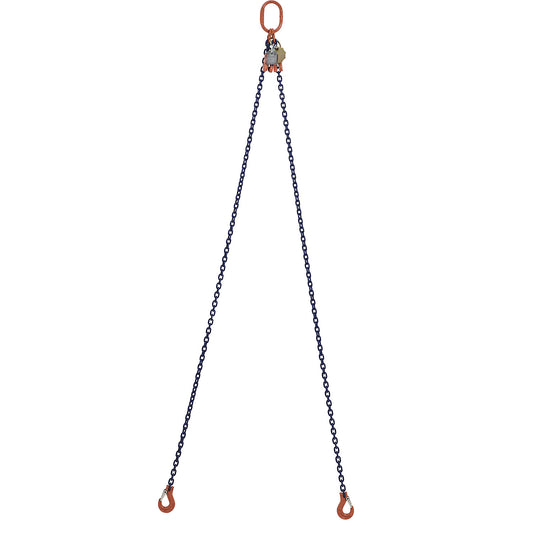 GK10 chain sling, double leg, max. load 5600 kg, chain thickness 10 mm, with shortening hook, effective length 2 m.