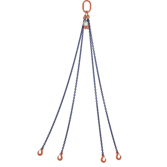 GK10 chain sling, four leg, max. load 3000 kg, chain thickness 6 mm, with shortening hook, effective length 2 m.
