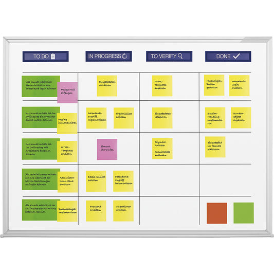 Scrum board, standard set incl. accessories, board WxH 1200 x 900 mm.