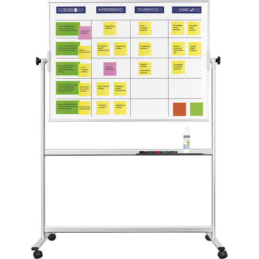 Scrum board, XL set incl. accessories, board WxH 1800 x 1200 mm, mobile.