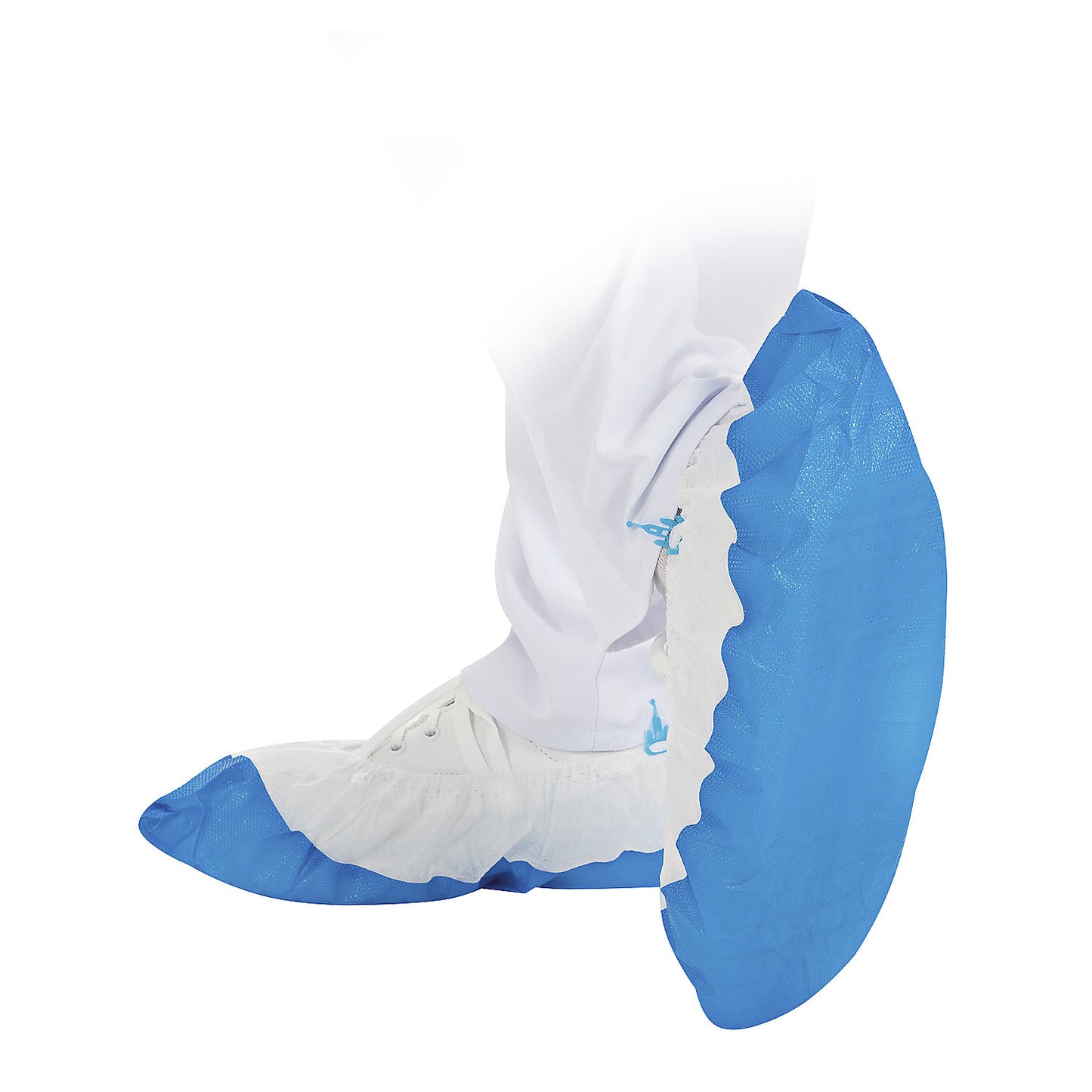Disposable overshoes with CPE sole, pack of 700, white/blue.
