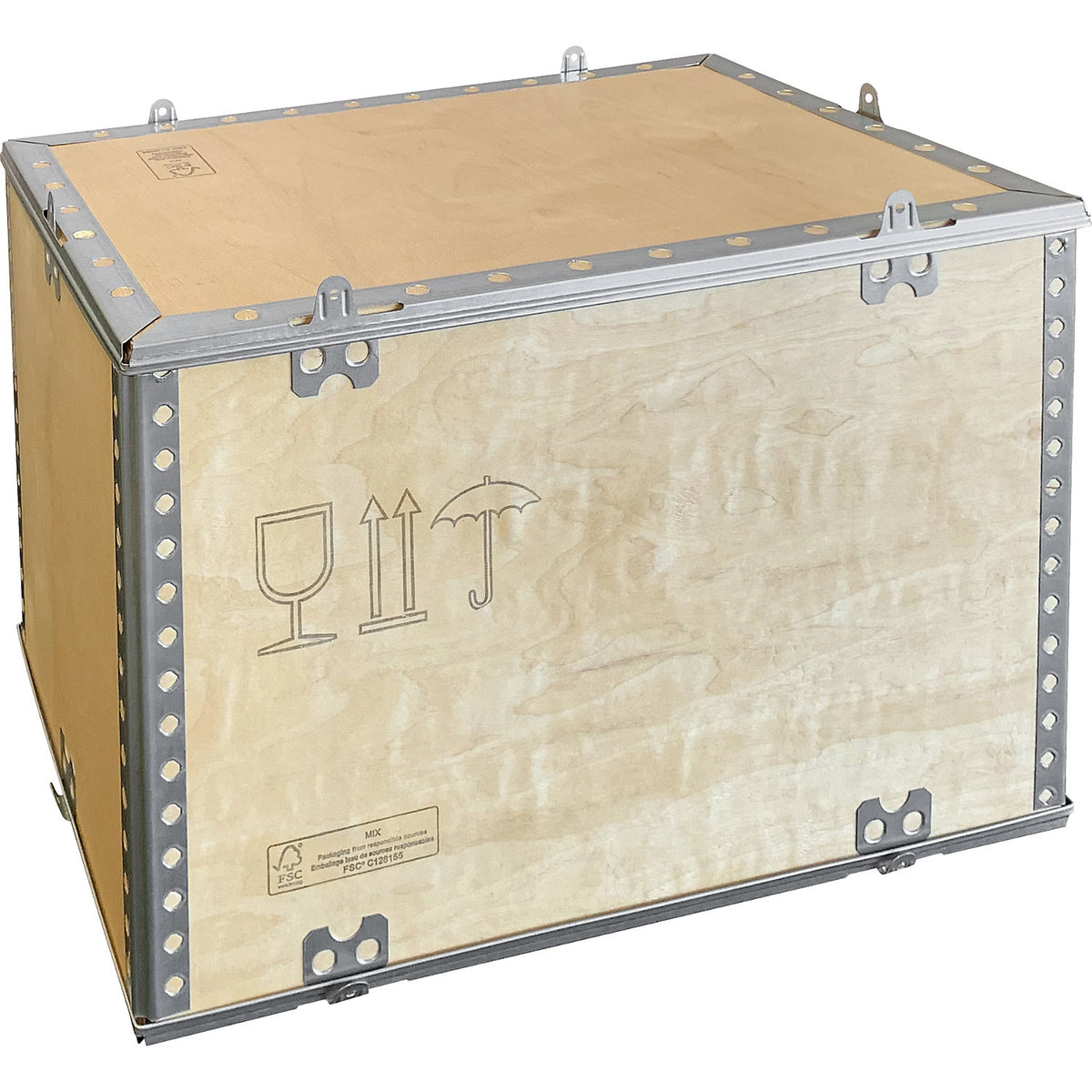 Standard collapsible wooden box, with top, external LxWxH 600 x 400 x 400 mm.