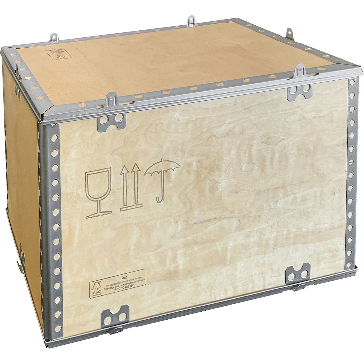 Standard collapsible wooden box, with top, external LxWxH 600 x 400 x 400 mm.