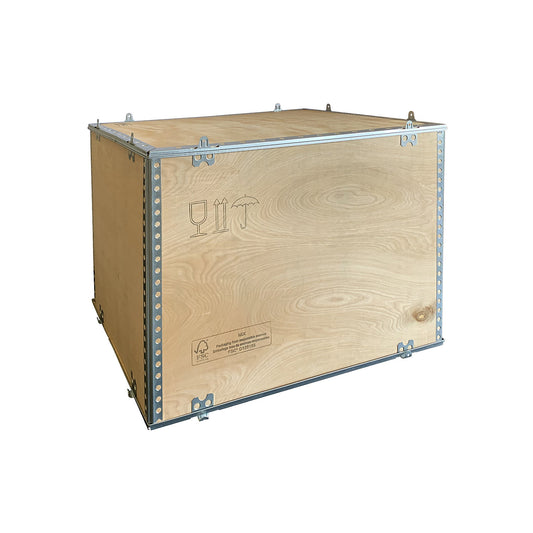 Standard collapsible wooden box, with top, external LxWxH 800 x 600 x 600 mm.