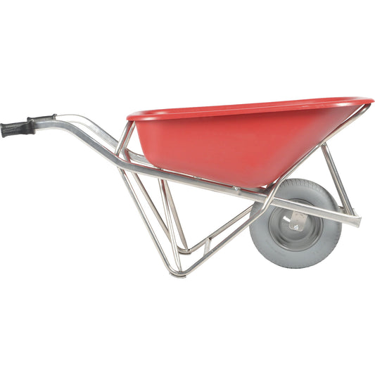 Profi-Max Plus wheel barrow, made of aluminium, 90 litres, HDPE tray, red, puncture proof tyres.