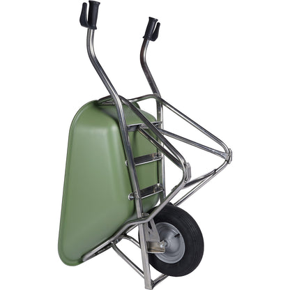 Profi-Max Plus wheel barrow, made of aluminium, 90 litres, HDPE tray, green, 4-ply pneumatic tyres.