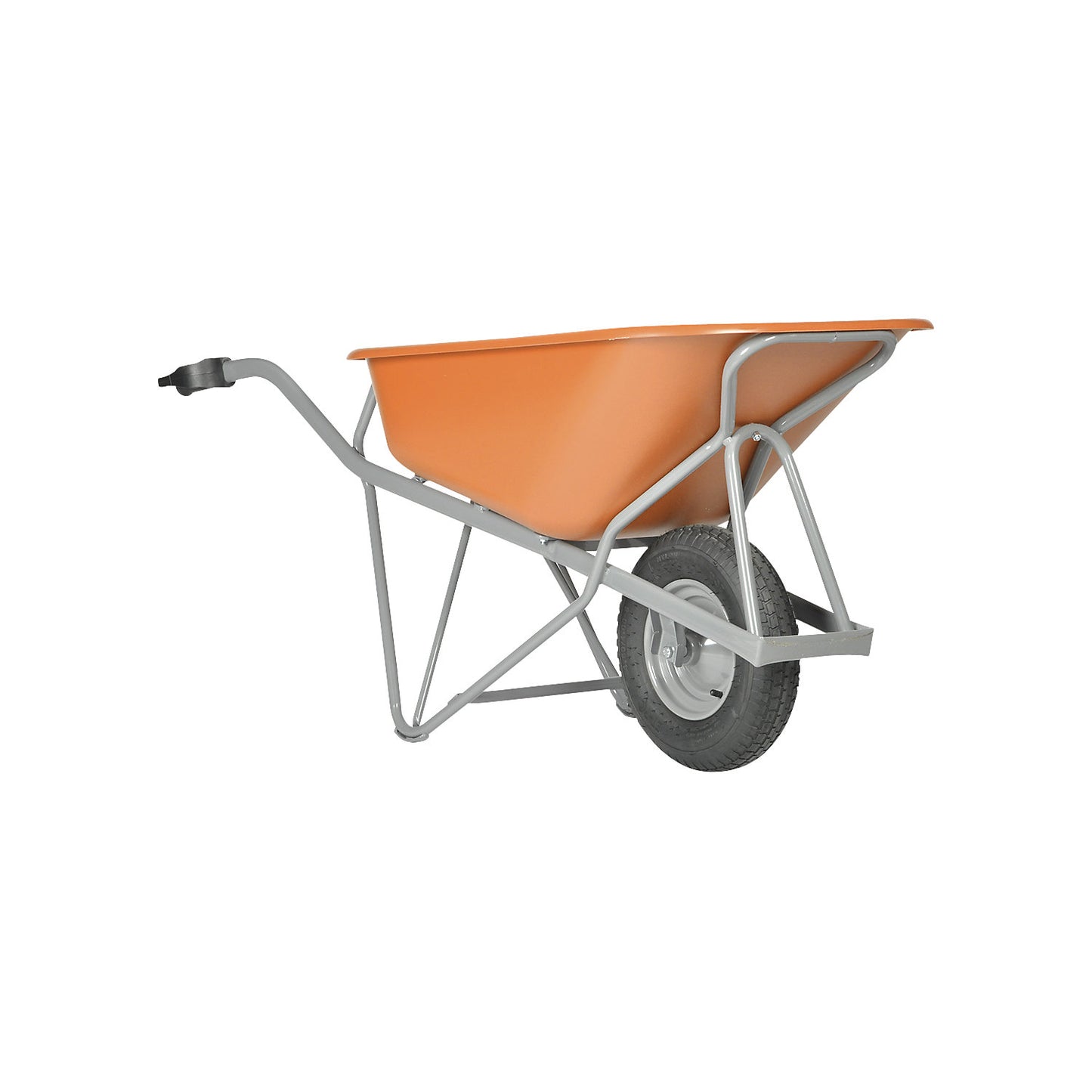 Profi-Max Plus wheel barrow, made of steel, 90 l, HDPE tray, orange, 4-ply pneumatic tyres.