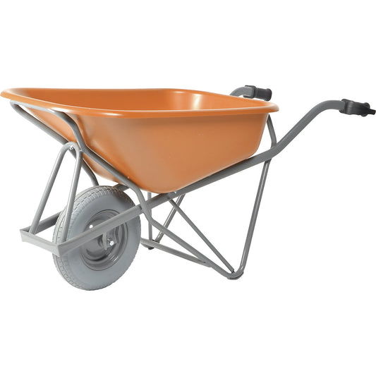 Profi-Max Plus wheel barrow, made of steel, 90 l, HDPE tray, orange.