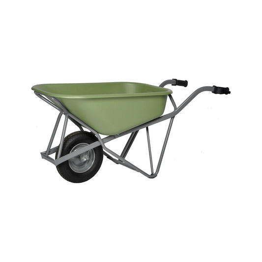 Profi-Max Plus wheel barrow, made of steel, 90 l, HDPE tray, green.