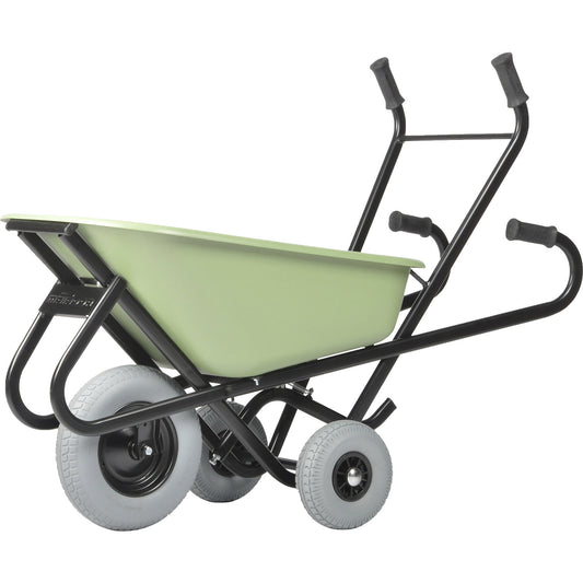 TORO ERGO wheel barrow, HDPE tray, green, puncture proof tyres.