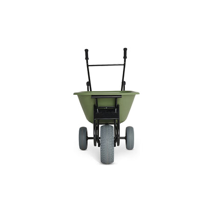 TORO ERGO wheel barrow, HDPE tray, green, puncture proof tyres, extra wide tyres.
