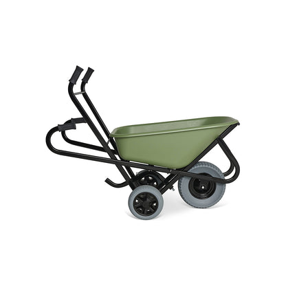 TORO ERGO wheel barrow, HDPE tray, green, puncture proof tyres, extra wide tyres.