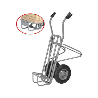 Brick and tile wheel barrow, 2 wheels, 4-ply pneumatic tyres.