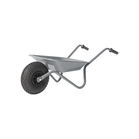 Children's wheel barrow, 16 litre steel tray, 4-ply pneumatic tyres.