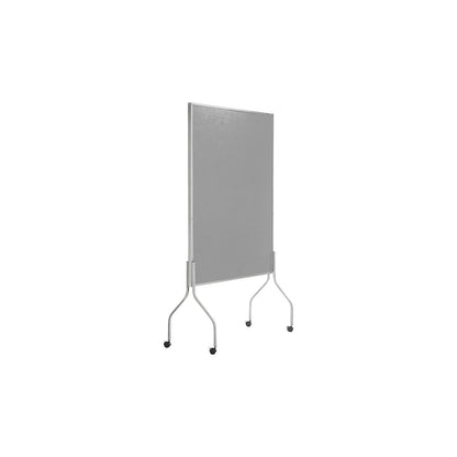 Mobile pinboard, HxWxD 1950 x 1200 x 680 mm, grey fabric cover.