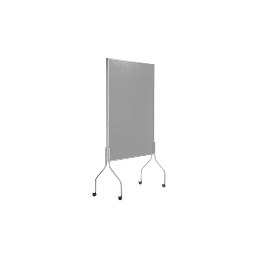 Mobile pinboard, HxWxD 1950 x 1200 x 680 mm, grey fabric cover.