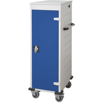 Laptop charging trolley, with 10 compartments, light grey / gentian blue.