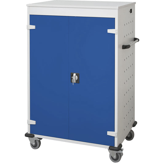 Laptop charging trolley, with 20 compartments, light grey / gentian blue.