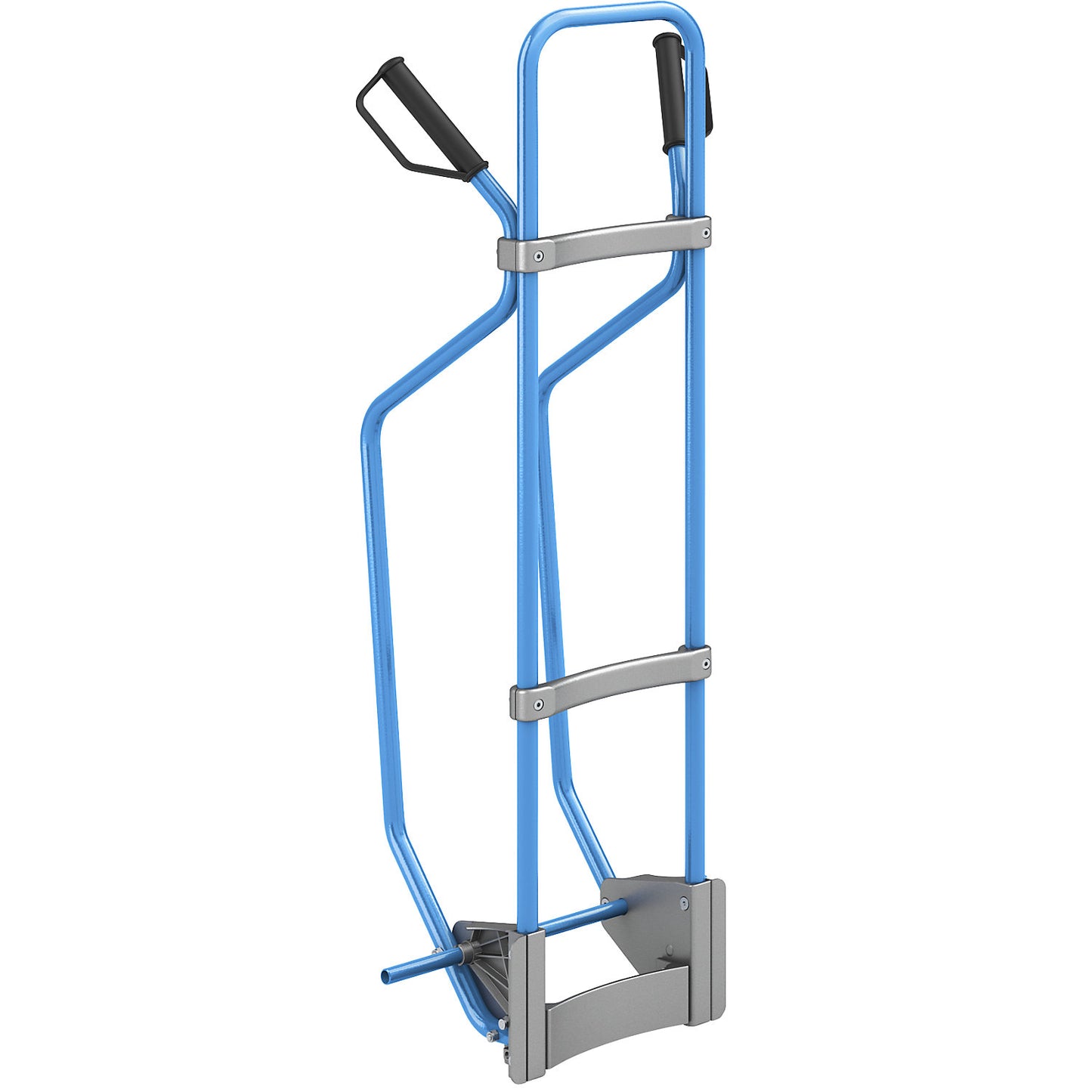 Sack truck, frame, max. load 200 kg, with glide runners, light blue RAL 5012.