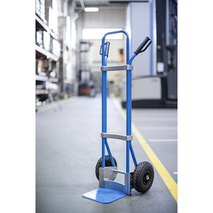 Sack truck, blue, footplate WxD 280 x 250 mm, blue, pneumatic tyres.