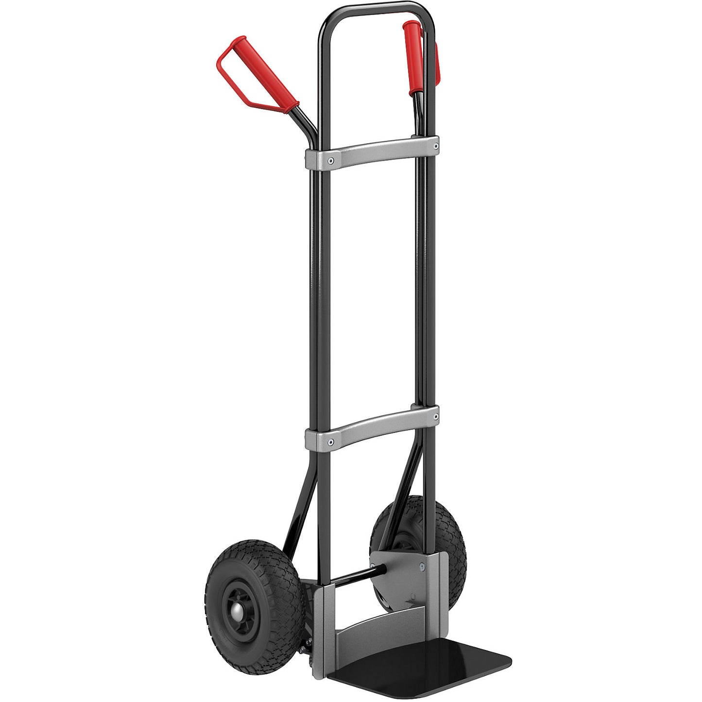 Sack truck, black, footplate WxD 280 x 250 mm, black, pneumatic tyres.