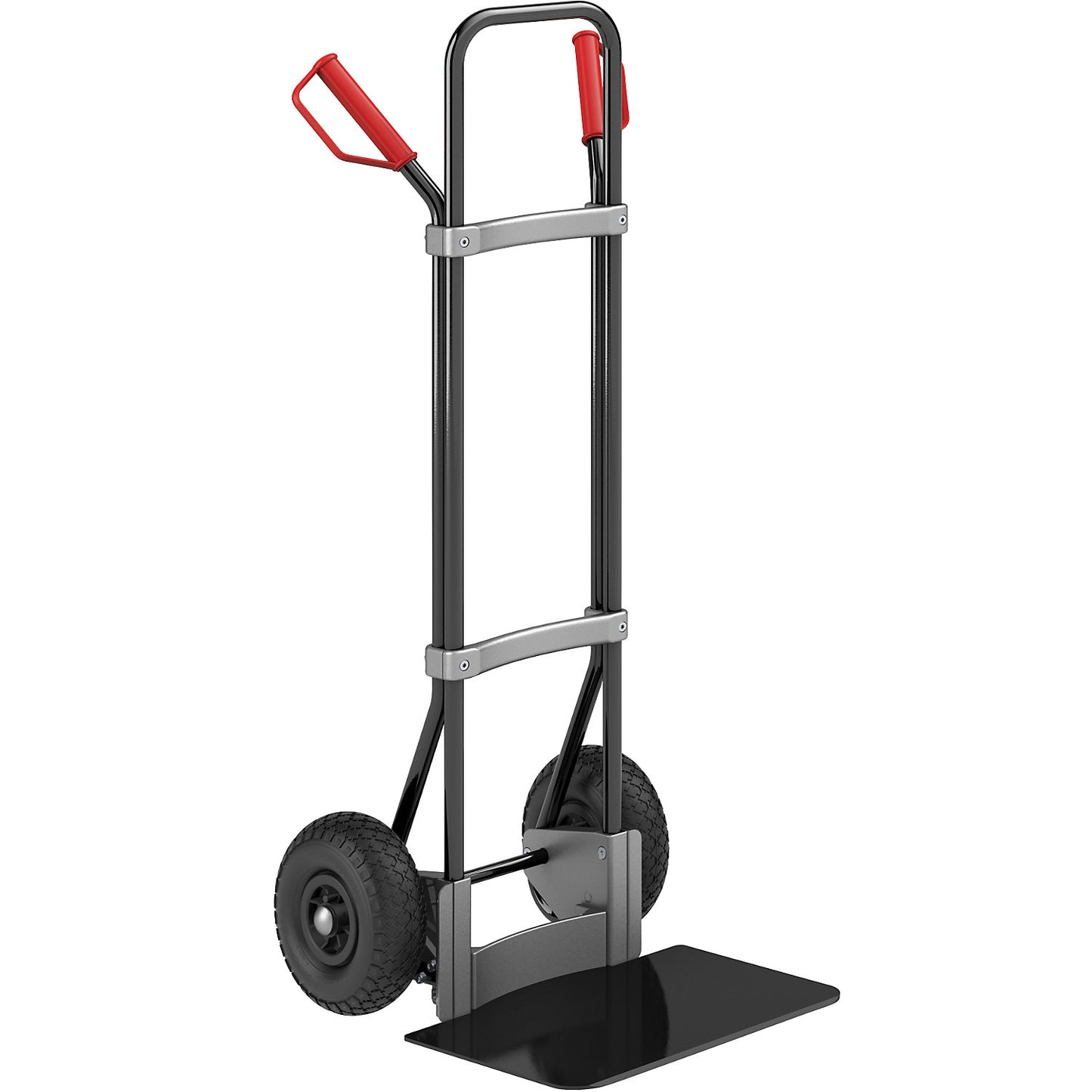 Sack truck, black, footplate WxD 450 x 350 mm, black, pneumatic tyres.