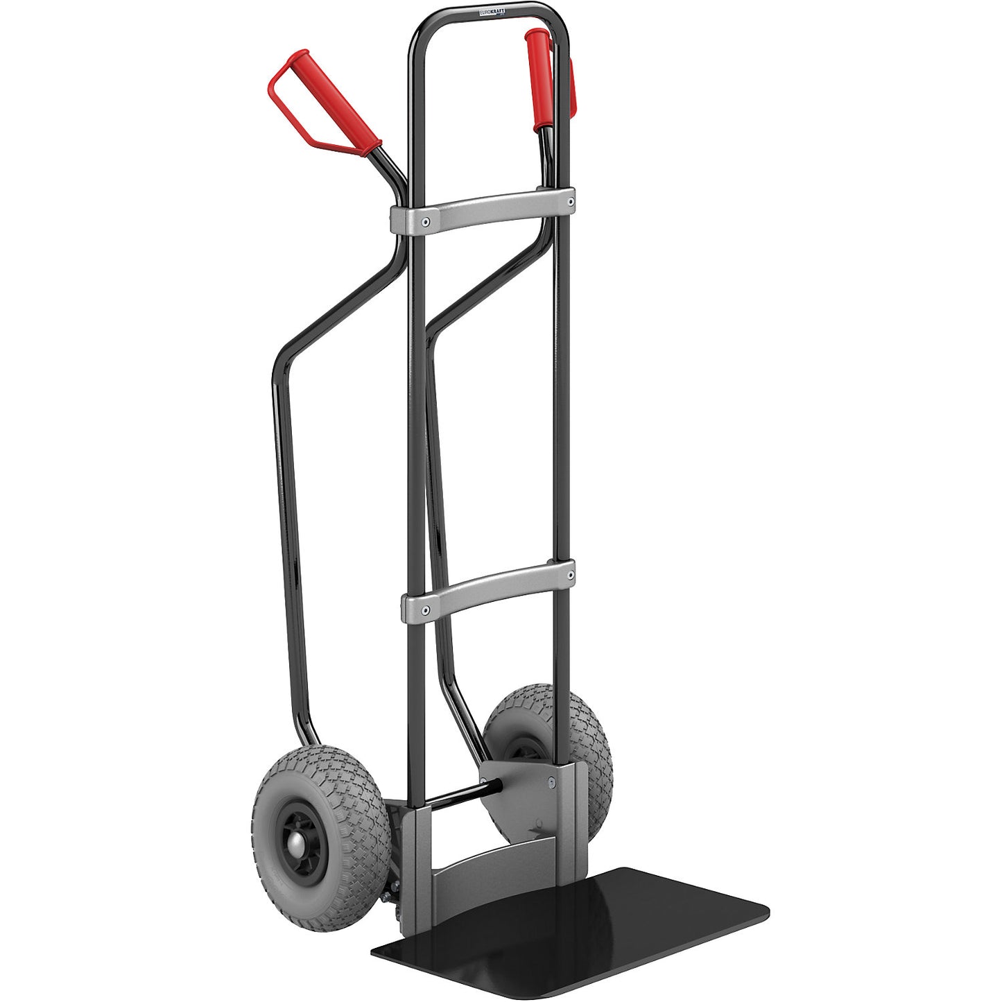 Sack truck with runners, black, footplate WxD 450 x 350 mm, black, PU tyres.