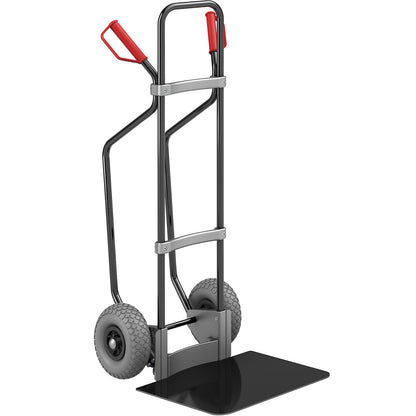 Sack truck with runners, black, footplate WxD 450 x 500 mm, black, PU tyres.