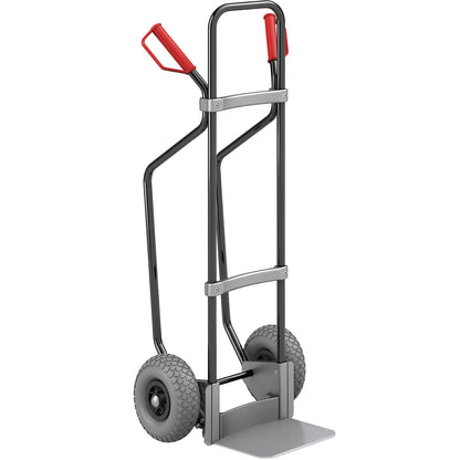 Sack truck with runners, black, footplate WxD 280 x 250 mm, zinc plated, PU tyres.
