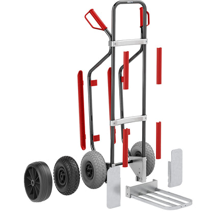 Sack truck, zinc plated, footplate WxD 450 x 500 mm, black, PU tyres.