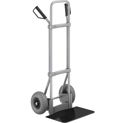 Sack truck, zinc plated, footplate WxD 450 x 350 mm, black, PU tyres.