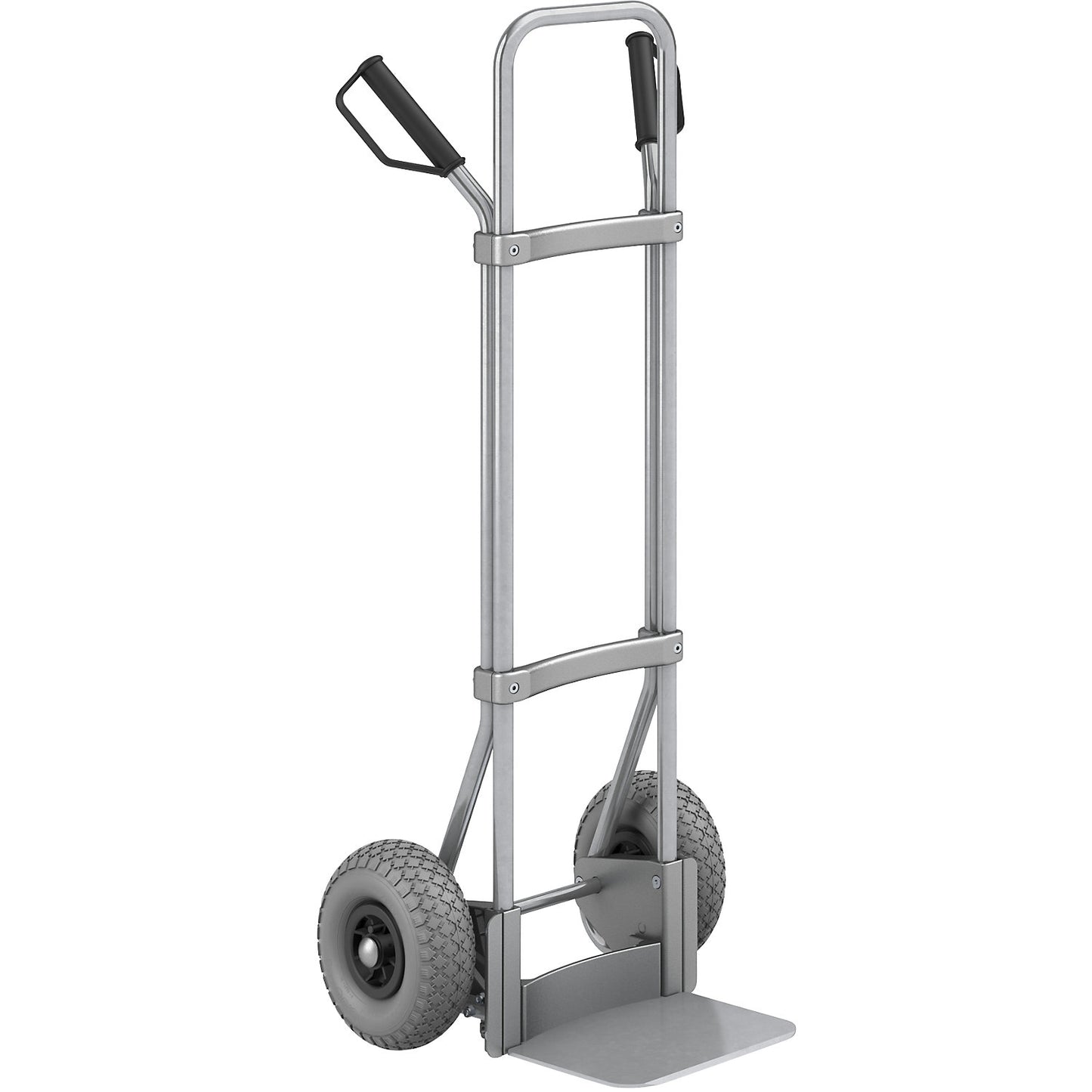 Sack truck, zinc plated, footplate WxD 280 x 250 mm, zinc plated, PU tyres.