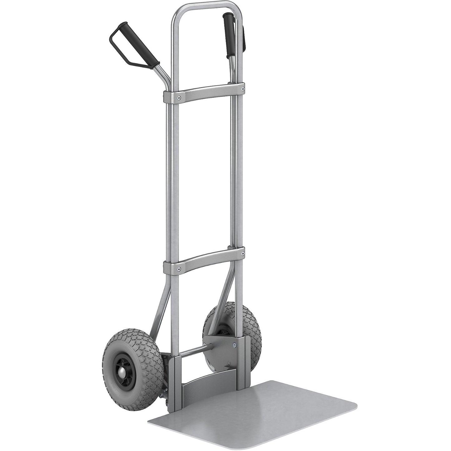 Sack truck, zinc plated, footplate WxD 450 x 500 mm, zinc plated, PU tyres.