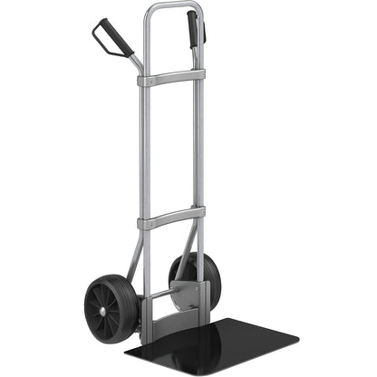 Sack truck, zinc plated, footplate WxD 450 x 500 mm, black, solid rubber tyres.