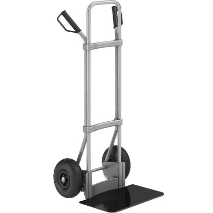 Sack truck, zinc plated, footplate WxD 450 x 350 mm, black, pneumatic tyres.